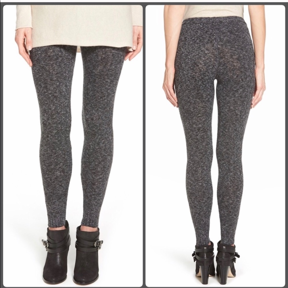 NWT Hue Tweed Black Sweater Leggings Size Medium